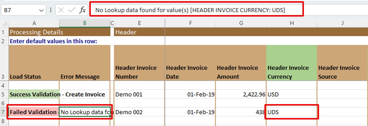 Validate before upload - Simplified Loader Excel for Oracle Fusion Cloud ERP